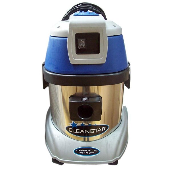 Cleanstar Commercial Wet and Dry 1000W Vacuum Cleaner 15L Stainless Steel