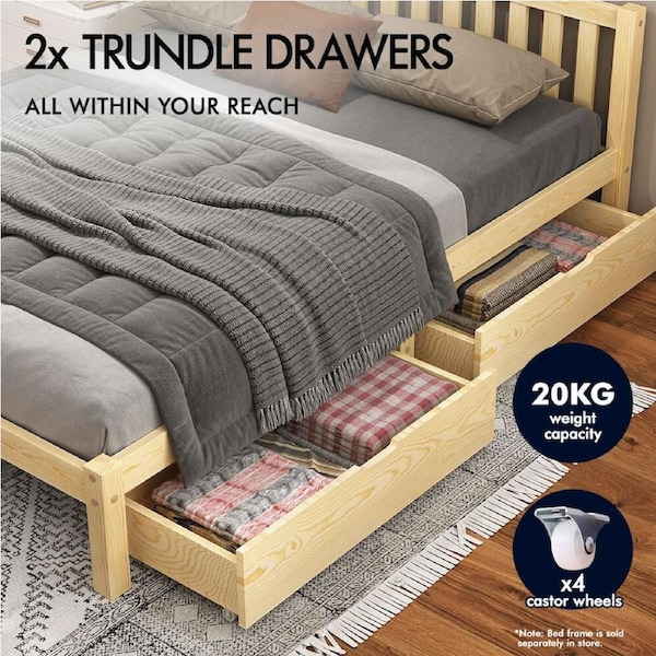 ALFORDSON Bed Frame Queen Double King Single Size Wooden Mattress Base Pramod 2 x Storage Drawers