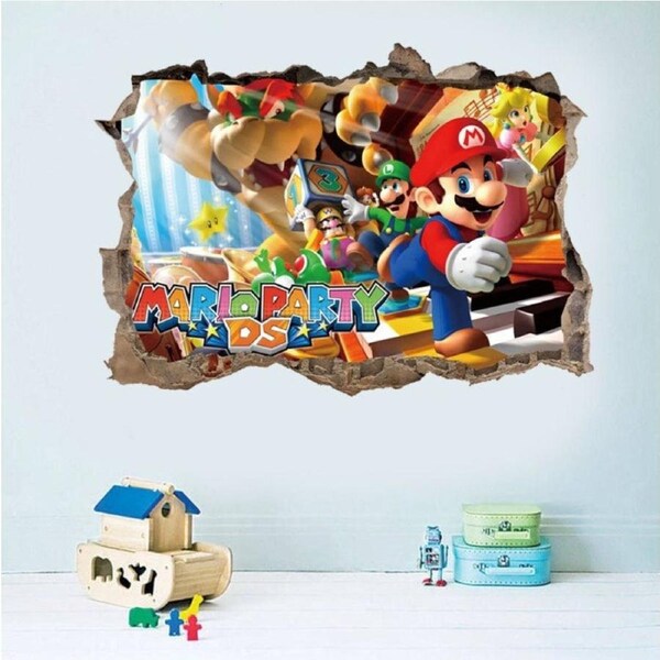 3D Super Mario Party DS Removable Wall Stickers for Kids Room
