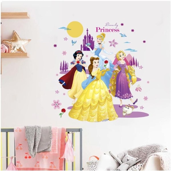 Wall Sticker Disney Princess Girl Removable Kids Girl Room Decal