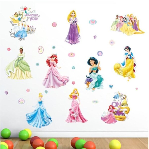Wall Sticker Disney Princess Girl Removable Kids Girl Room Decal