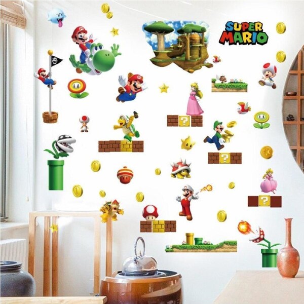 DIY Super Mario Removable Wall Stickers Set for Kids Room