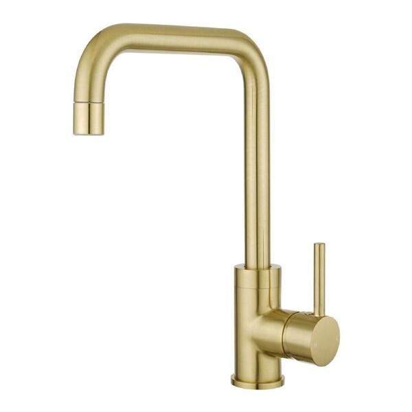 Brushed Gold Kitchen Tap Mixer Tap Round Sink 2-Mode Faucet Basin Laundry Brass