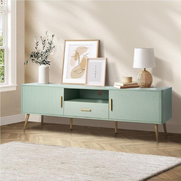 Oikiture TV Cabinet Entertainment Unit Stand Storage Drawer 160cm Green