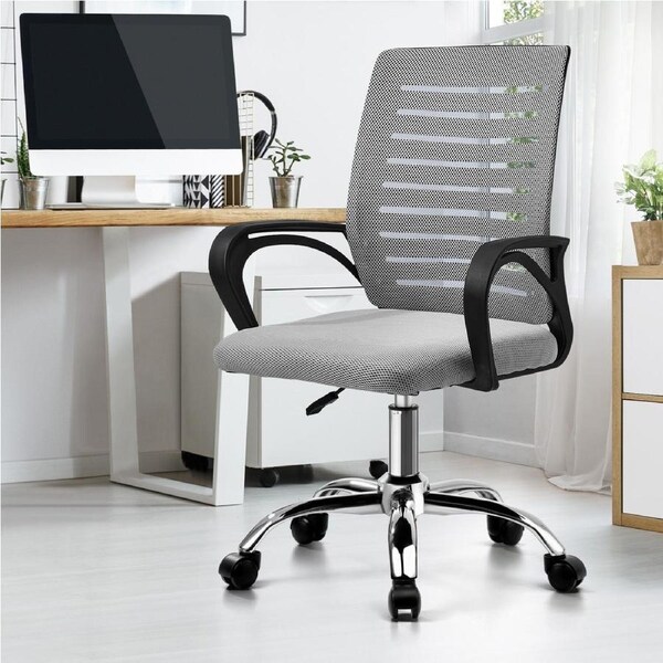 Oikiture Home Office Chair Executive Computer Mesh Seat Gaming Racing Work Grey