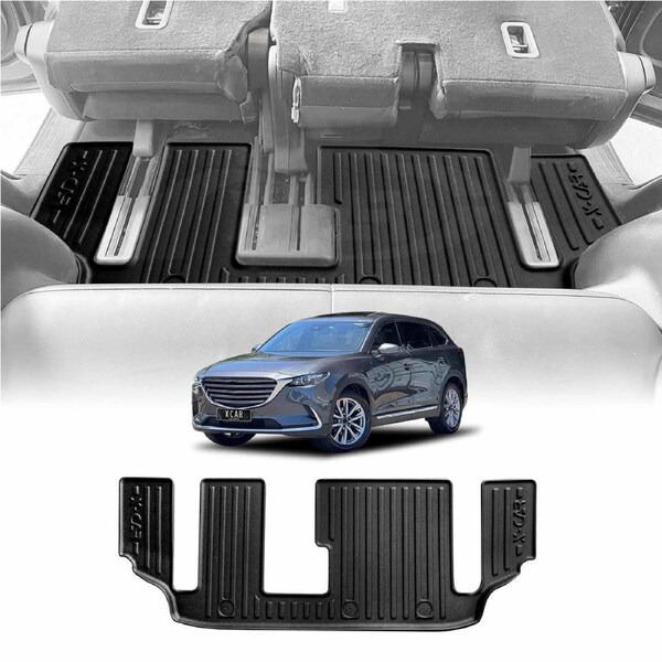 Third Row Seat Floor Mat for Mazda CX-9 CX9 2016-Onwards Heavy Duty All Weather Car Mats Carpet Liner Set