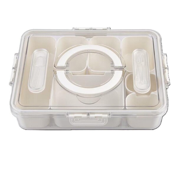 Pizzazz Rectangular 7 Compartment Grazing Box with Carry Handles & Food Picks