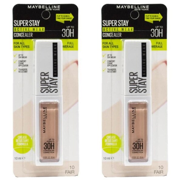 2PK Maybelline Super Stay 30H Active Wear 10ml Liquid Concealer Carded 10 Fair