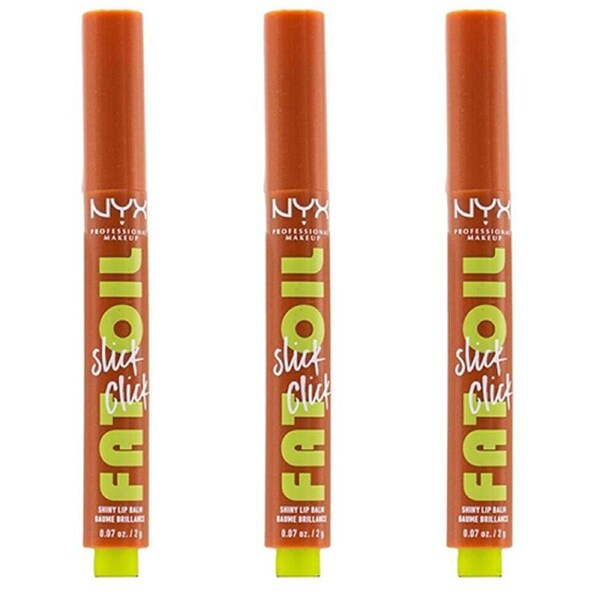 3PK NYX Pro Makeup Fat Oil Slick Click Vegan Glossy Lip Balm 06 Hits Different