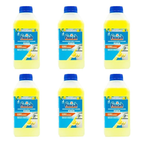 6PK Finish Dishwasher Deep Cleaner Active Dishwashing Liquid Cleaner 250ml Lemon