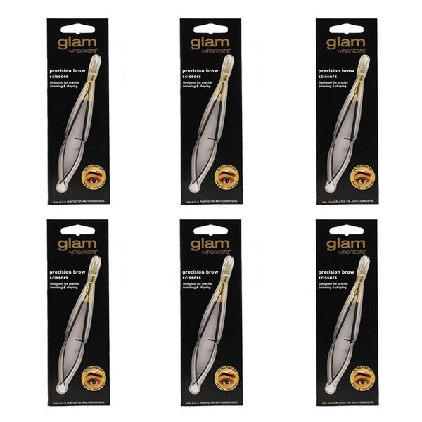 6PK Glam By Manicare Steel Precision Brow Grooming Scissors Eyebrow Tool