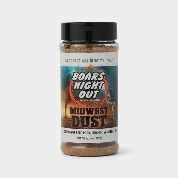 Boars Night Out Midwest Dust BBQ Rub 12.3oz - Premium Sweet Smoky Seasoning for Pork, Ribs, Chicken & Beef