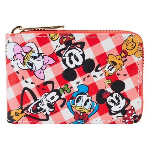 Mickey & Friends Faux Leather Picnic Accordion Zip Closure Wallet 4.25x2.75in