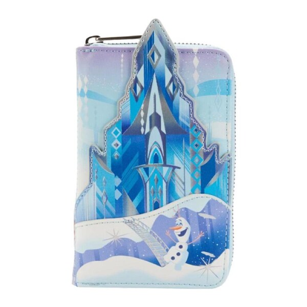 Frozen Disney Faux Leather Castle Applique Zipped Around Closure Wallet