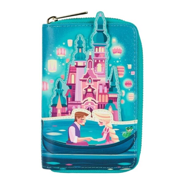 Tangled Faux Leather Castle Glow Applique Zipped Around Closured Wallet
