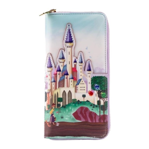 Sleeping Beauty Faux Leather Applique Zipped Around Closured Wallet 4in