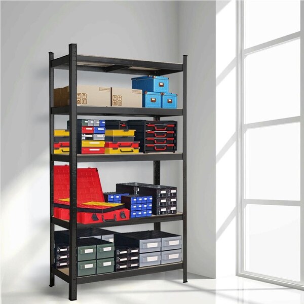 Traderight 1.8m Warehouse Rack Garage Shelving Racking Storage Shelves Steel Black - 172cm x 75cm x 30cm
