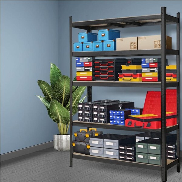Traderight 1.8m Warehouse Rack Garage Shelving Racking Storage Shelves Steel Black - 180cm x 120cm x 40cm
