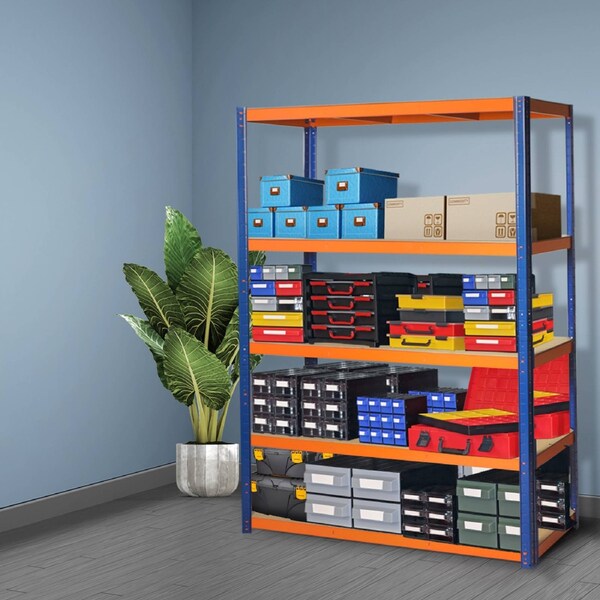 Traderight 1.8m Warehouse Rack Garage Shelving Racking Storage Shelves Steel Orange - 180cm x 120cm x 40cm