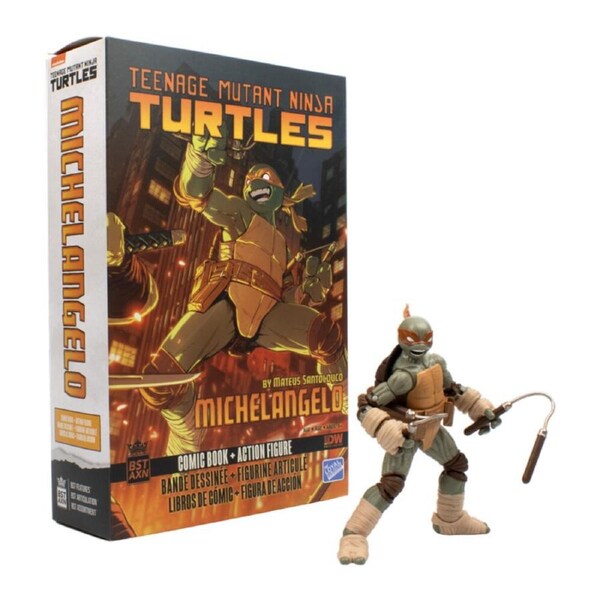 Teenage Mutant Ninja Turtles Michelangelo Bst Axn Figure & Comic Book Wave 2