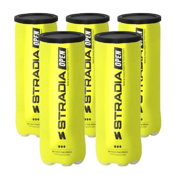 STRADIA "OPEN" Tennis Balls – "Durable Match Balls with CoreSync Bounce Tech" – Pack of 5 Tubes (15 Balls)