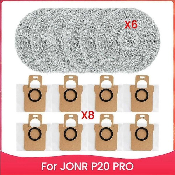 For JONR P20 PRO Robot Vacuum Cleaner Accessories Replacement Mop Cloth and Dust Bag Set