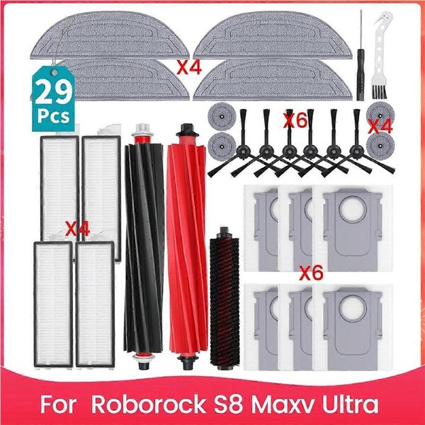 Accessories Kit for Roborock S8 Maxv Ultra Robot Vacuum Cleaner Main Side Brush HEPA Filter Mop Clot