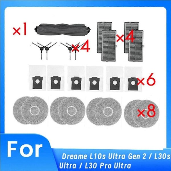 For Dreame L10s Ultra Gen 2 / L30s Ultra / L30 Pro Ultra Robot Vacuum Roller Side Brush HEPA Filter