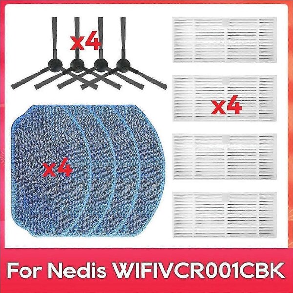 Nedis WIFIVCR001CBK Robot Vacuum Cleaner Equipped with Side Brush Filter