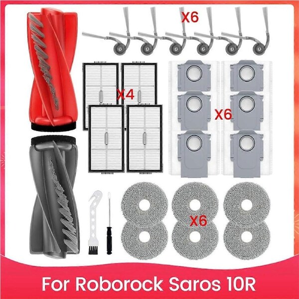Replacement Parts for Roborock Saros 10R Robot Vacuum Main Side Brush Hepa Filter Mop Pads Dust Bags