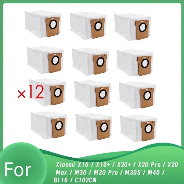 12 Pcs Dust Bags for Xiaomi X10 / X10+ / X20+ / X20 Pro Vacuum