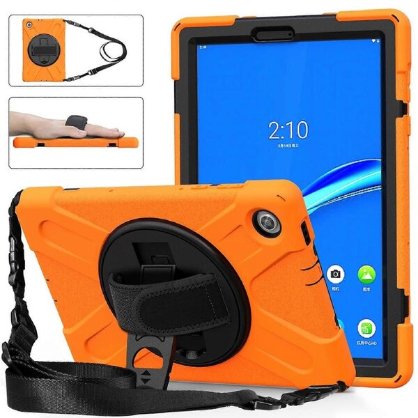 For Lenovo Tab M10 Plus TB-X606F Shockproof Colorful Silicone + PC Protective Case with Holder & Hand Strap & Shoulder Strap