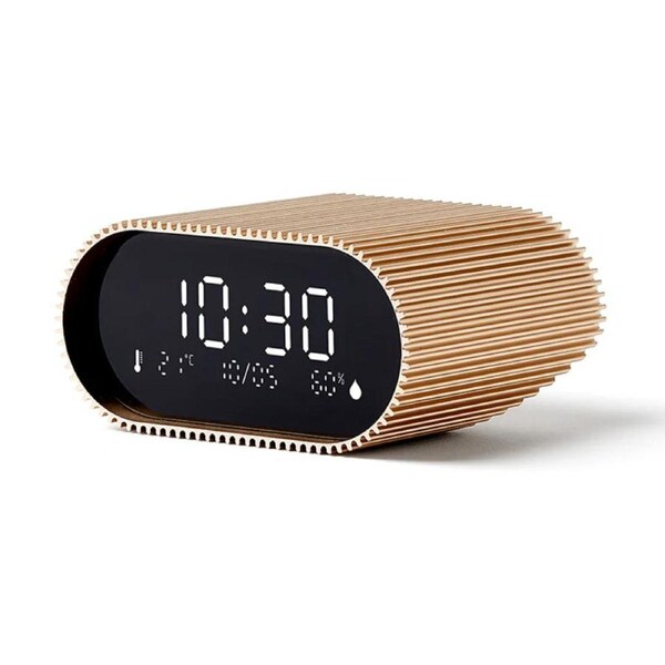 Lexon Ray Clock Lcd Alarm Clock w Temp & Humidity Display - Gold