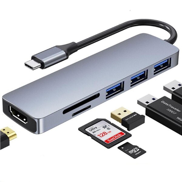 Catzon 6 in 1 USB C Hub with 4K HDMI Multiple USB3.0/2.0 for MacBook Pro/Air