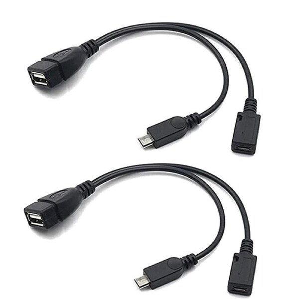 Catzon 2 Pcs 2-in-1 Micro USB Host OTG Cable 20cm for Firesticks Samsung LG
