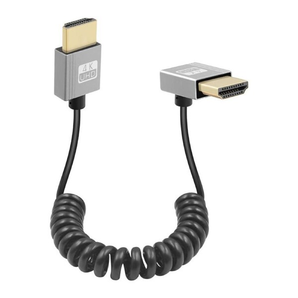 Catzon 4K HDMI 2.0 Coiled Cable Male-to-Male for HD TV Laptop PC & Projector-Up