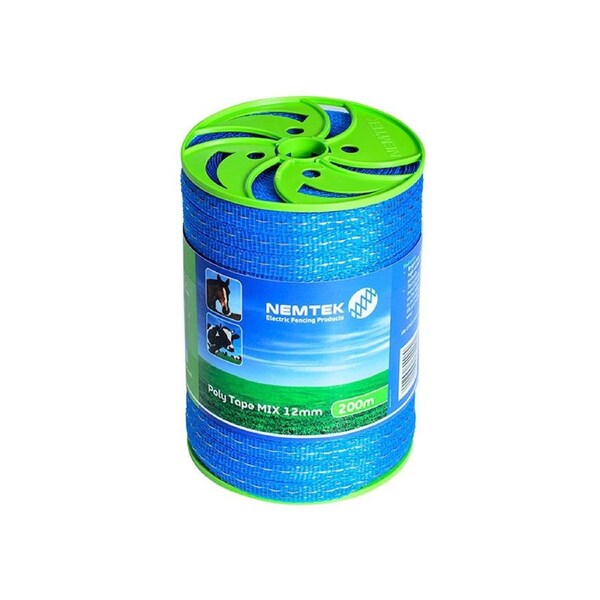 Nemtek 400m 12mm MIX Electric Fence Poly Tape - White - AW-PTMX12MM-400