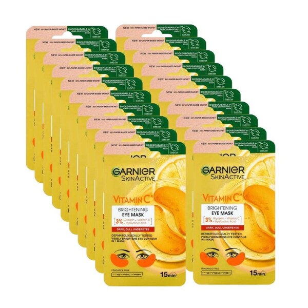 20 x Garnier Skin Active Brightening & Glow Boosting Vitamin C Eye Mask 5g