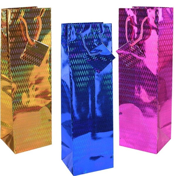 Holographic Paper Bottle Gift Bag 33cm (1 Colour Only)