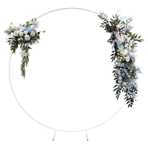 2.2M Metal Round Wedding Balloon Arch Backdrop Stand Flower Background for Party Decoration - White