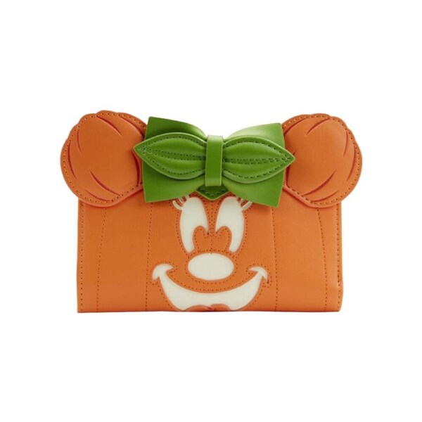 Disney Minnie Mouse Pumpkin Glow Face Flap Purse Money Organiser Card Holder