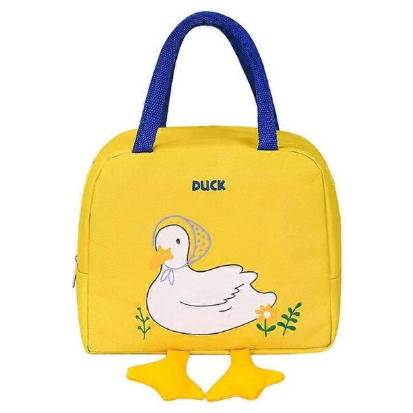 Small yellow duck lunch box bag with feet, cartoon lunch box bag, ins style lunch bag for students, large capacity portable insulated bag