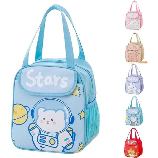 1 PCS Cute Lunch Bag Kawaii Aesthetic Lunch Bag for Women Insulated Lunch Box Bag (Blue Bear)