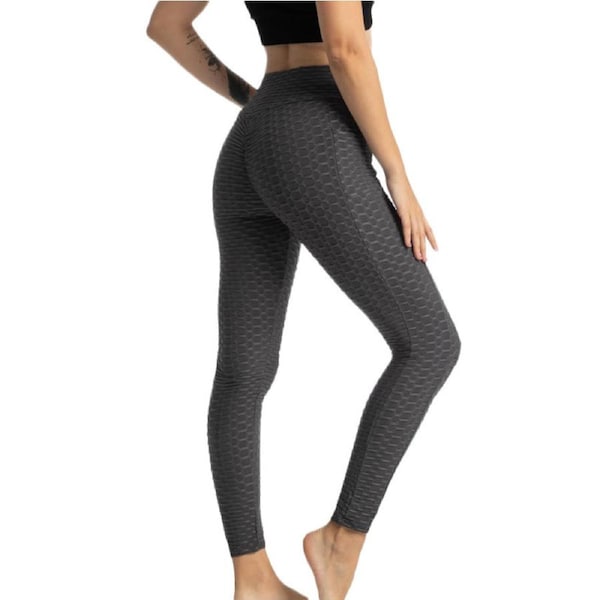 Nevenka Womens Leggings Ruched Butt Lifting Stretchy Tights with Pockets-Grey S