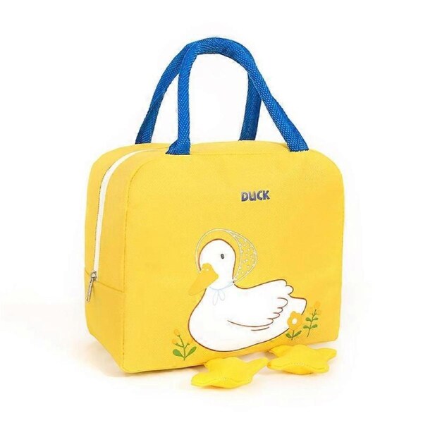 Duck lunch box bag, cute cartoon canvas lunch box bag