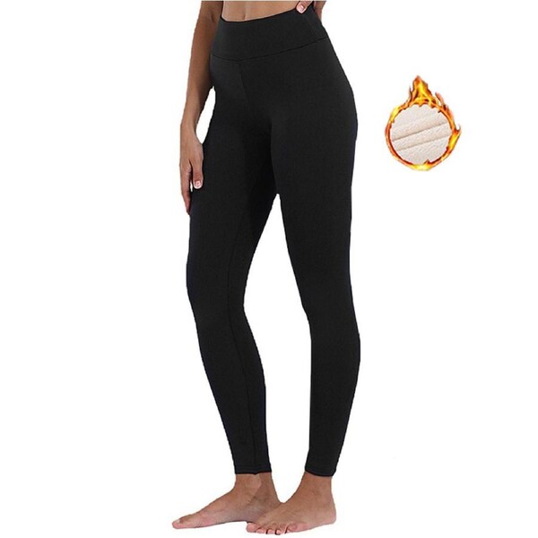Nevenka Sherpa Fleece Legging for Women Stretchy Thermal Workout Pants-Black XXL