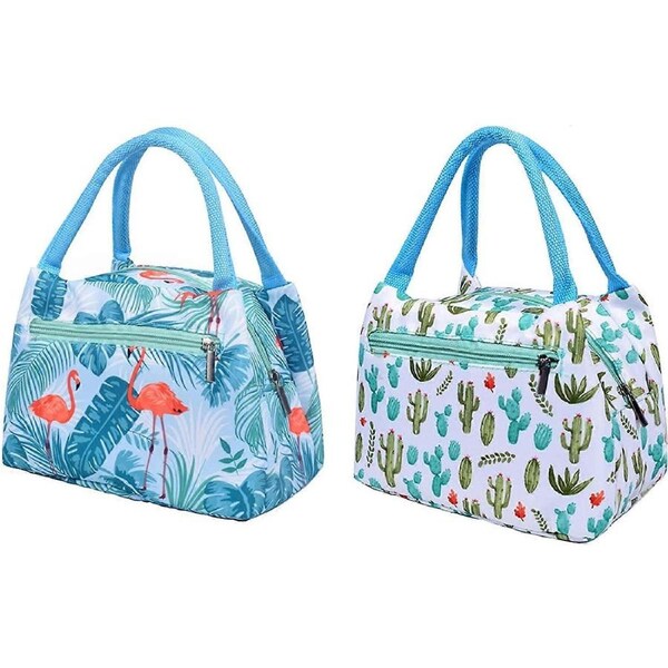 Lunch Bags Tote Bags Waterproof Canvas Lunch Box Bags Picnic Snack Organizer 2pcs
