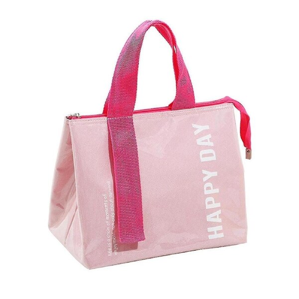 Portable lunch box bag, insulated lunch bag, waterproof and oil-proof, lunch bag for office workers, thickened aluminum foil bag, pink