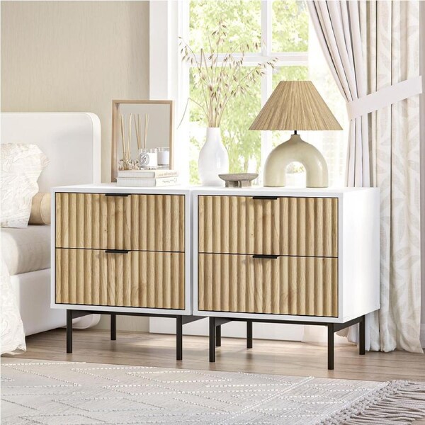 Chelsea 2 Drawer Bedside Table with Dresser Set of 2 for Stylish Bedroom Storage