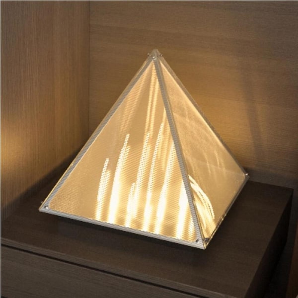 Triangular Pyramid Table Lamp ? Stainless Steel Base Desk Lamp with Three Color LED